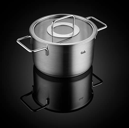 Fissler Pure Collection 5-Piece Stainless Steel Saucepan Set with Glass Lids (3 Saucepans, 1 Stewing Pan 1 Saucepan) - Induction - Image 5