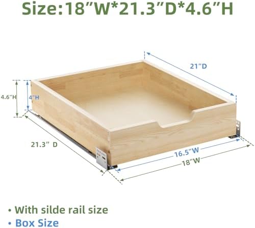 Pull Out Drawers for Cabinets, 16½” W x 21” D Soft Close Slide Out Drawers for Kitchen Cabinets, Cabinet Pull Out Shelves Requires At Least 17½” Cabinet Opening - Image 3