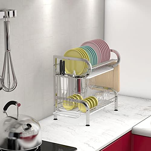 Stainless Steel Dish Drying Rack,Dish Strainer for Kitchen 2 Tier Dish Racks on Counter with Drainboard (Silver) - Image 4