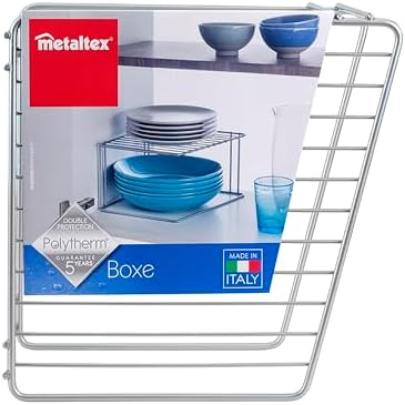 Metaltex Plate Kitchen Cupboard Organiser, Space Saver Corner Sink Dish Drying Rack with Polytherm Coating-Metallic, Silver, 25 x 25 x 15 cm, 36.40.01 - Image 6