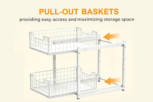 Under Sink Organizer, White 2-Tier Pull Out Cabinet Organizer - Image 7