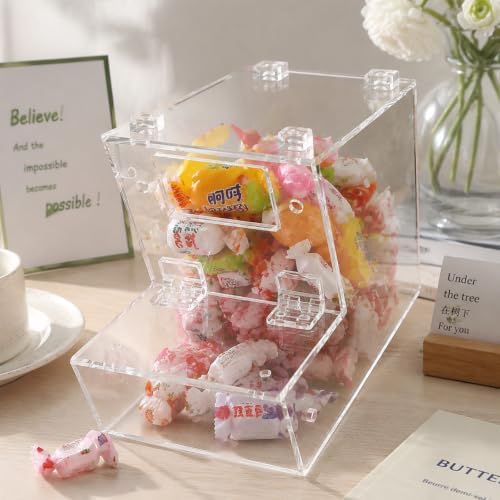1 Pcs Clear Acrylic Candy Bin with Hinged Lid, 4.5''x10.5''x6'' Candy Display Container, Open Front Storage Box for Wrapped Snacks, Nuts, Ice Cream Toppings, Bakery, Retail Counter Display - Image 2