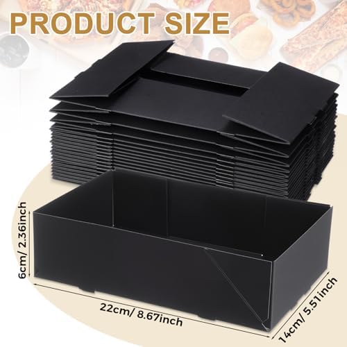 Chinco 300 Pieces Paperboard Kraft Food Trays 4 Corner Pop up Food Tray Disposable Foldable Cardboard Movie Night Snack Party Container Box for Holding Drink at Stadiums or Theaters (Black) - Image 2