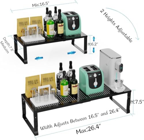 Expandable Spice Rack & Kitchen Cabinet Organizer - Stackable, Adjustable Shelves for Cabinets, Countertops, Cupboards & Pantries(3 Packs/Medium/Black) - Image 3