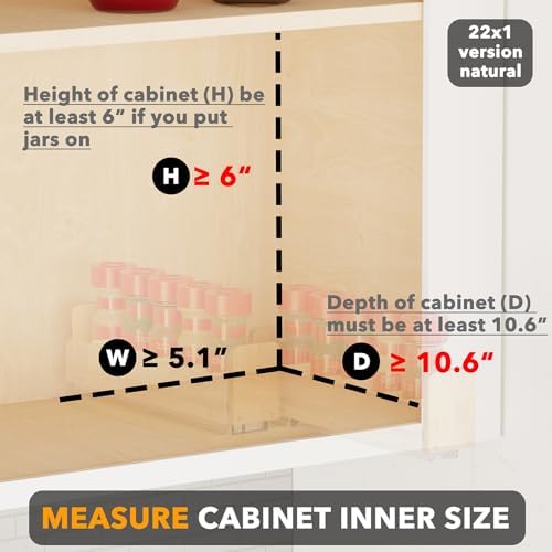 SpaceAid Bamboo Pull Out Spice Rack Organizer for Cabinet, Heavy Duty Slide Out Seasoning Kitchen Pantry Sliding Vertical Organization, 5.1" Wide, 2 Drawers(2" Wide), 1-Tier, Natural - Image 4