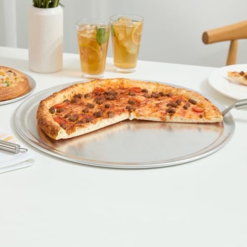 Restaurantware 17 Inch Aluminum Pizza Pan 36 Count Wide Rim Silver Pizza Pan, Heat Conductive Round Pizza Tray, Lightweight Corrosion-Resistant Serving Tray For Restaurant Or Home Use - Image 4