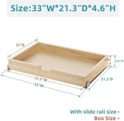 ROOMTEC Pull Out Drawers for Cabinets, 31½” W x 21” D Soft Close Slide Out Drawers for Kitchen Cabinets, Cabinet Pull Out Shelves Requires At Least 32.5” Cabinet Opening - Image 3