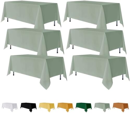 Fitable 6 Pack Sage Green Tablecloths for Rectangle Tables, 70 x 120 Inch by Fitable