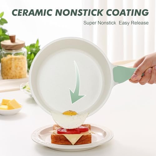 SENSARTE Ceramic Nonstick Saucepan with Lid 2.0QT, PTFE/PFAS Free, Green - Image 2
