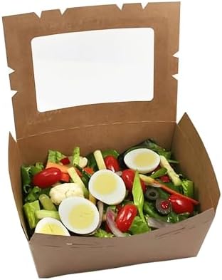 FC Meyer MeyerWindow #3 Kraft Boxes With Window, Disposable Paperboard Take Out Cartons, Bakery Boxes, Lunch Box & Go To Food Storage Container, 7 3⁄4” x 5 1⁄2” x 2 1⁄2“, Small Pack of 15 by FCMeyerPackagingLLC