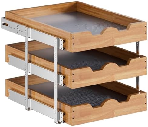 OCG Pull Out Cabinet Drawer 17" W x 21" D, 3 Tier Pull Out Cabinet Organizer, Heavy-Duty Slide Out Drawer for Cabinets, Organization for Kitchen, Pantry, Bathroom - Image 5