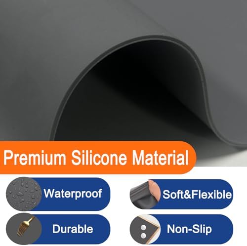 2Pack Large Silicone Mats for Kitchen Counter, 48''x24''(120cmx60cm) Heat Resistant Mat for Kitchen Island, Waterproof Multipurpose Countertop Protector, Light Gray - Image 3