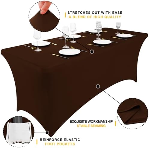 Smiry 2 Pack Spandex Table Cloth 6FT, Elastic Fitted Coffee Tablecloth - Image 2