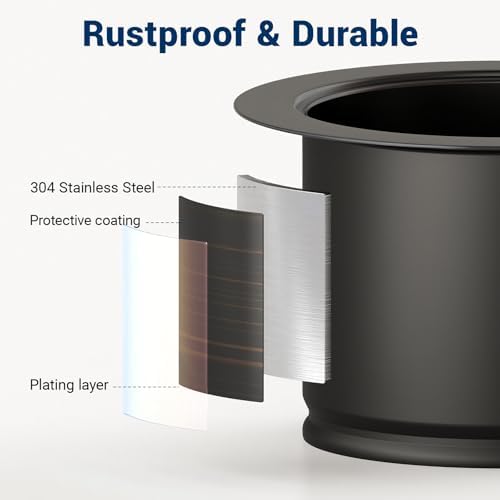 Kitchen Extended Garbage Disposal Flange Strainer Stainless Steel Assembly Kit with Basket Strainer and Drain Stopper for 3 1/2 Inch Standard Sink Drain, Deep Sink Flange for Disposer, ORB Brushed - Image 4