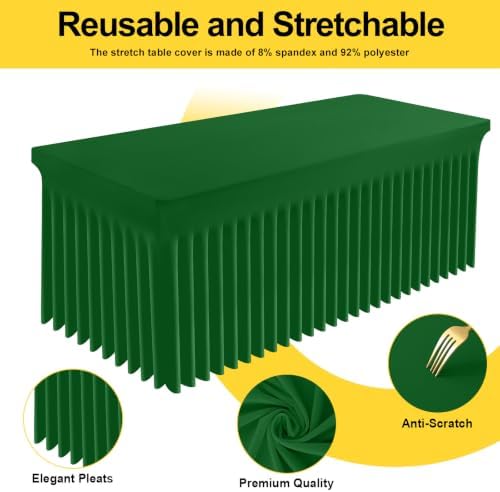 Smiry Spandex Elastic Fitted Table Cloth Skirt for 5FT Rectangle Table - Image 4