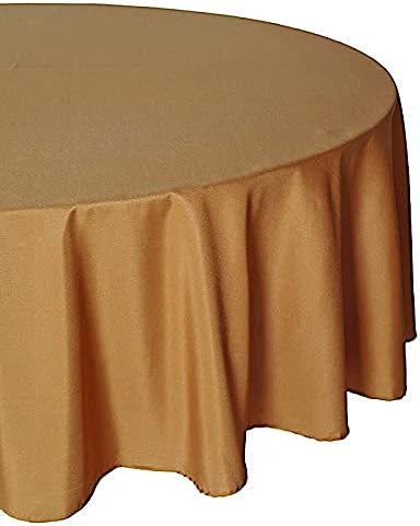 Balsa Circle 10 pcs 108 inch Gold Round Washable Polyester Easy-Care Tablecloth for Indoor and Outdoor Bridal Shower Wedding Table Buffet Table Parties Events Kitchen Dining - Image 5