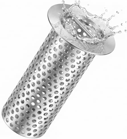 1 Pcs Commercial Floor Drain Strainer Perforated Cylindrical Mesh 316 Stainless Steel Drain Basket with Carry Handle –heavy-duty, for Restaurants, Kitchens, Factory (2" Diameter X 4" Tall) by Otoolling