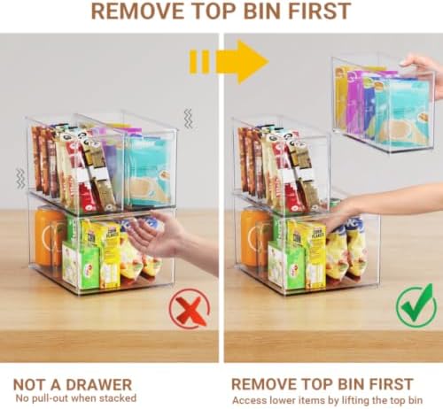 6 Pack Pantry Storage Bins with Divider, Fridge Organizer Large - Image 3