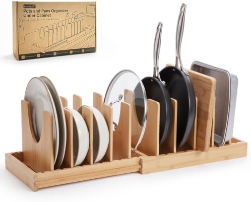 INMAKER Pots and Pans Organizer Under Cabinet, Expandable Pot and Pan Rack by INMAKER