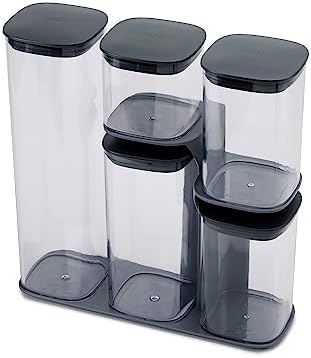 Joseph Joseph Podium Dry Food Storage Container Set with Stand, 5-piece, Gray - Image 5