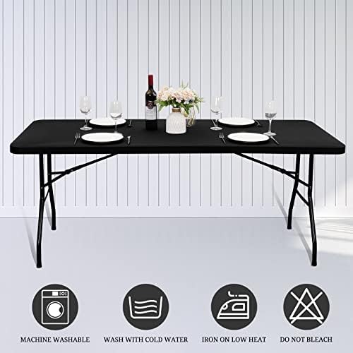 10 Pack Stretch Table Top Cap Cover, Black, 30" x 72" - Image 4