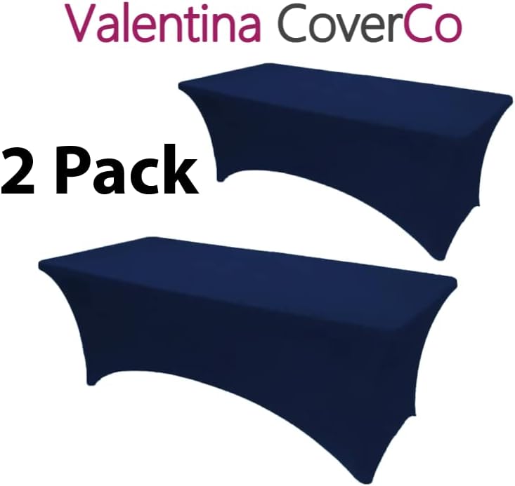2 Pack Stretch Spandex Table Covers (Navy Blue, 6 Foot) - Image 2