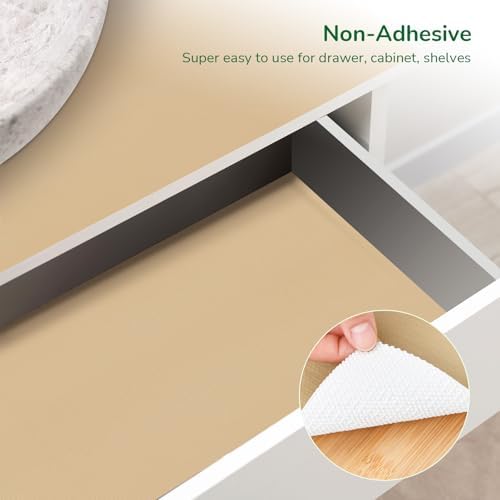 Non-Adhesive Drawer and Shelf Liner for Kitchen 17.5In x 20FT Beige - Image 3