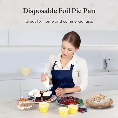 KitchenDance Disposable Aluminum Pie Pan - 9 Inches Round Shaped Reusable Aluminum Foil Heavy Duty Baking Pans - Aluminum Pie Pan Perfect for Baking, Cooking, and Preparing Food - 940, Pack of 250 - Image 4