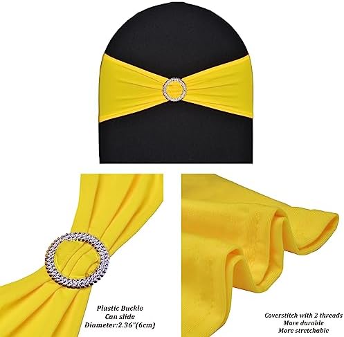 10pcs Yellow Stretch Chair Sashes,Spandex Chair Ties with Buckle for Wedding Parties Banquet Bridal Shower Engagement Events Birthday Graduation Decoration - Image 2
