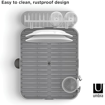 Umbra Holster Dish Rack– Molded Plastic Dish Drying Rack with Drainage Spout, Charcoal - Image 5