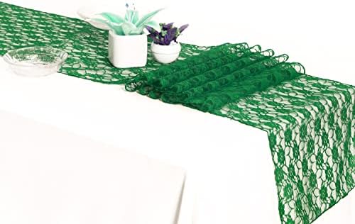 MDS Pack of 25 Wedding 12 x 108 inches Lace Table Runner for Wedding, Decorations for Birthday Parties, Banquets, Graduations, Engagements, and Runners fit Rectangle Round Table - Hunter Green by MDS