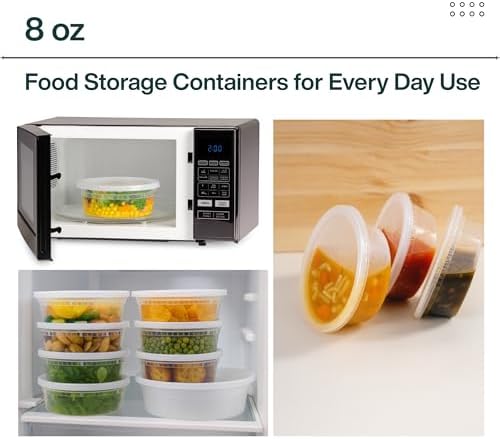 [8oz-50 Sets Plastic Deli Containers with Lids - BPA Free Clear Soup Containers with Airtight Lids, Leak Resistant Food Storage for Meal Prep, Stackable/Microwave/Dishwasher/Freezer Safe - Image 2