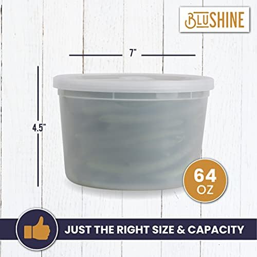 BluShine Deli Containers with Lids, Plastic Food Storage Containers | 64 oz, 12 sets Plastic Deli Food Storage Containers with Airtight Leak Proof Lids, Reusable, Microwave and Freezer Safe - Image 6
