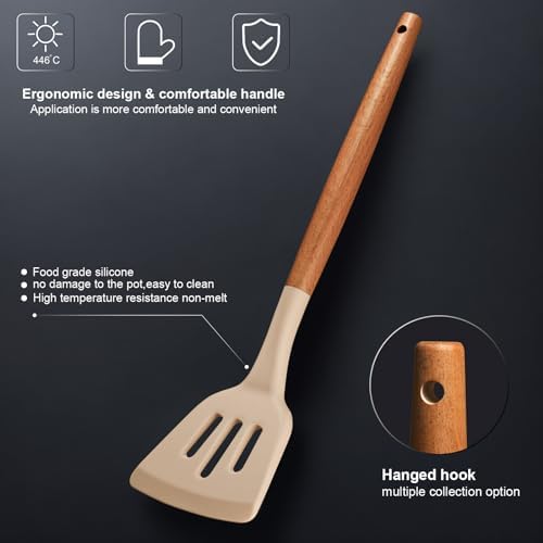 RAXCO Cooking Utensils Set,18-Piece Kitchen Utensils and Knife Set,Khiki | Food-grade Silicone Utensils Heat-resistant to 410°F,5-Piece Stainless Steel Kitchen Knife with Sharpener and Cutting Board - Image 4