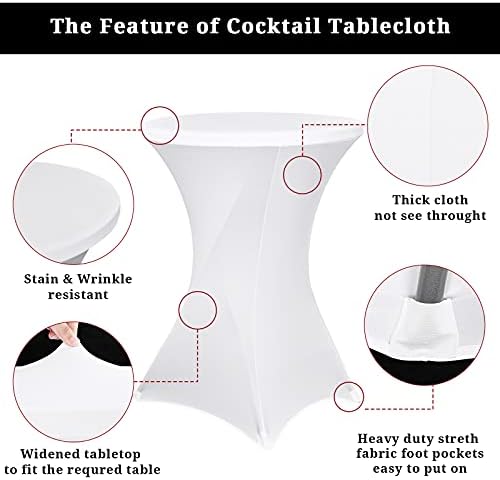 Pesonlook 10 Pack White Cocktail Spandex Table Cover,32x43 Inch - Image 4