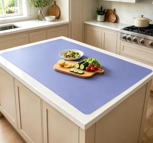 2MM Thick Silicone Countertop Mat, 35.4"x 23.6" Silicone Mats for Kitchen Counter, Nonslip Heat Resistant Mat, Large Kitchen Counter Mats, Waterproof Countertop Protector(Light Blue) by WelcometoULTIBE