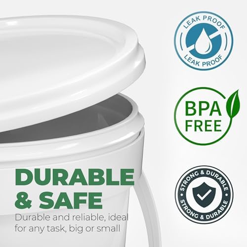 EconoHome 1 Gallon Food Grade Round Plastic Bucket - Food Storage Deli Containers with Lids Ideal for Ice Cream, Soup, and Prep Containers - BPA-Free, Premium HDPE - 120 Pack - Image 4
