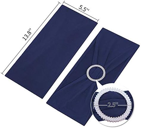 Peomeise 100pcs Navy Spandex Chair Sashes with Buckle Slider for Wedding, Party Decoration - Image 4