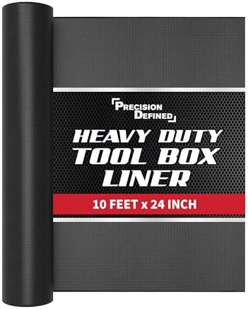 Precision Defined Tool Box Liner 10 ft x 24" Black Non Slip Mat Shelf Liner by PrecisionDefined