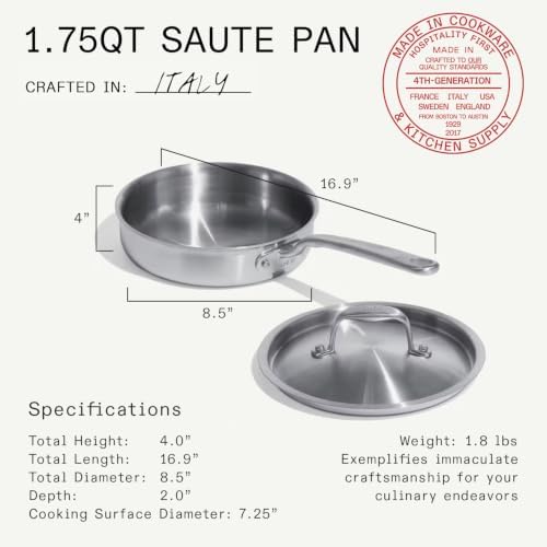 Made In Cookware - 1.75 Quart Stainless Steel Saute Pan - 5 Ply Stainless Clad - Professional Cookware - Induction Compatible - Crafted in Italy - Image 3