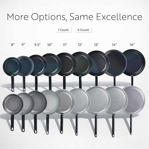 Restaurantware Met Lux 12 Inch Fry Pans, 6 Lightweight Frying Pans - Induction-Ready, Triple-Riveted, Black Carbon Steel Cooking Skillets, Durable, For Searing, Sauteing, And Browning Food - Image 5