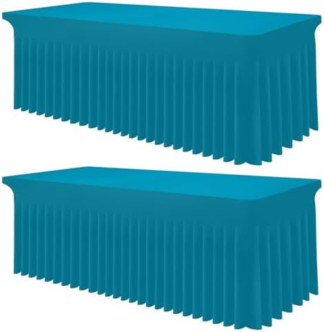 Smiry 2 Pack Spandex Elastic Fitted Table Cloth Skirt for 4FT Table by Smiry