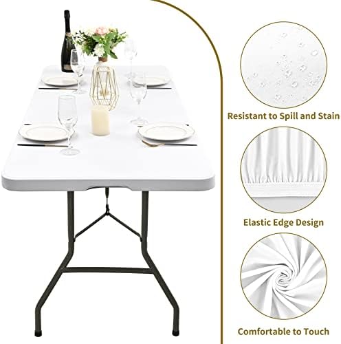 10 Pack Stretch Table Top Cap Cover, White, 30" x 72" - Image 3