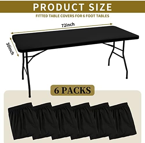 6 Pack Stretch Table Top Cap Cover, Black, 30" x 72" - Image 2
