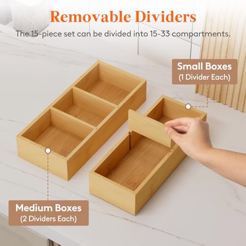 Lifewit Drawer Organizer 15 Pack(33 Grid) with 18 Inserts - Image 4
