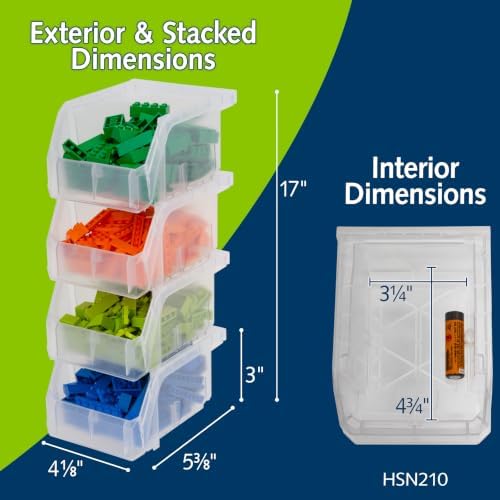 ReadySpace Extra-Small Stackable Plastic Storage Bins, 12-Pack, Clear - Image 2