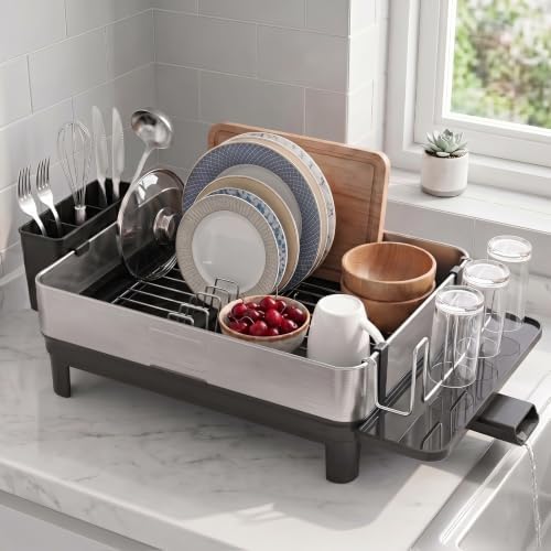 Dish Drying Rack, 17-Inch Dish Drainer for Countertop, Stainless Steel by Unknown
