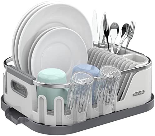 MR.SIGA Dish Drying Rack for Kitchen Counter, Compact Plastic Dish Drainer by MRSIGA