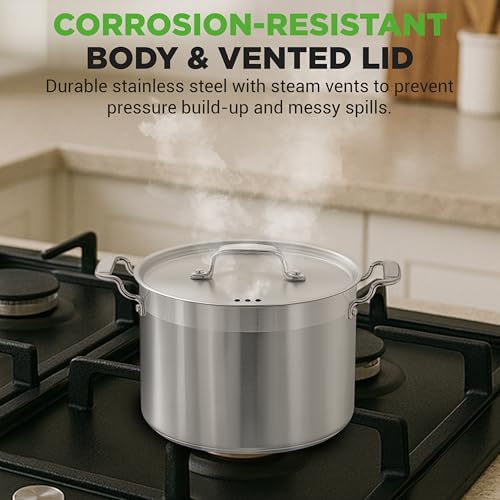 NutriChef 8 Qt Heavy-Duty Stockpot with Stainless Steel Lid - Induction Compatible Cooking Pot, Ideal for Soups and Stews - Image 5