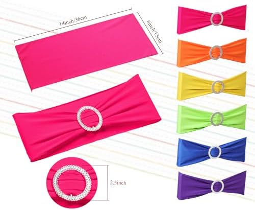Newwiee 60 Pieces Spandex Stretch Chair Sashes with Buckle,Solid - Image 2